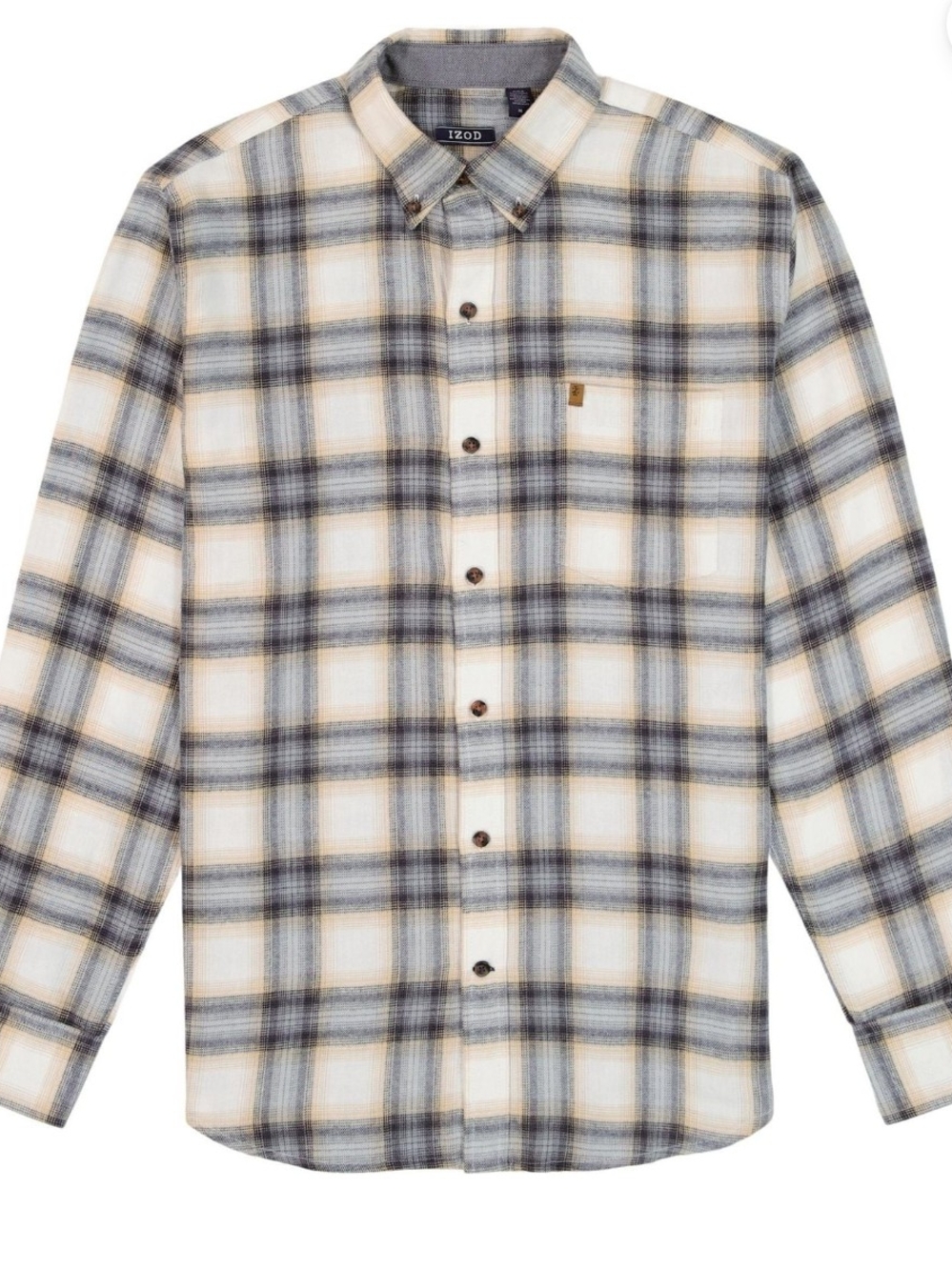 Izod Men's Plaid Button-Down Flannel Shirt - Picture 2 of 3